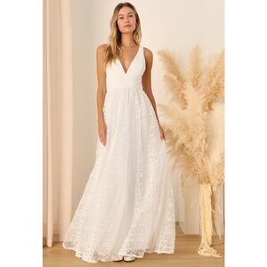 Lulus Sweetest Beloved White Mesh Embroidered Sleeveless Bride Maxi Dress NWT 1X